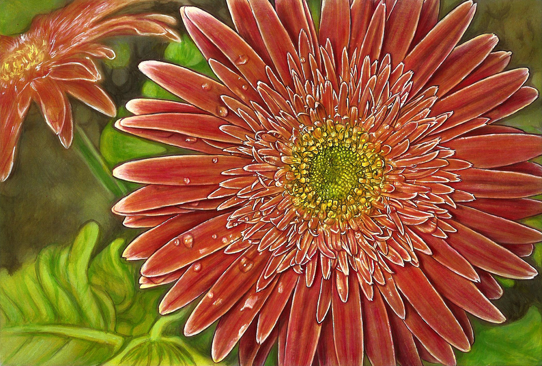 Daisy from the Beautiful Nature Grayscale coloring book painted by Julie Ann Flores