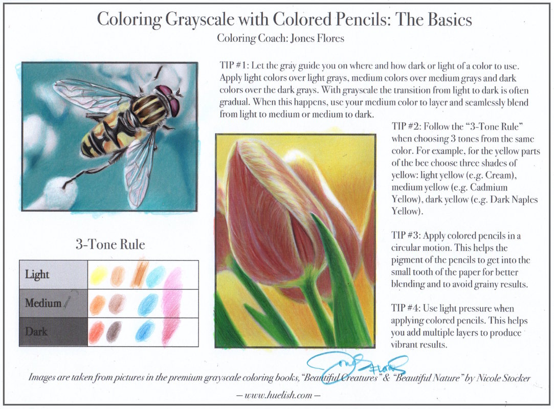 3 part grayscale coloring tutorial series including a downloadable coloring page. 